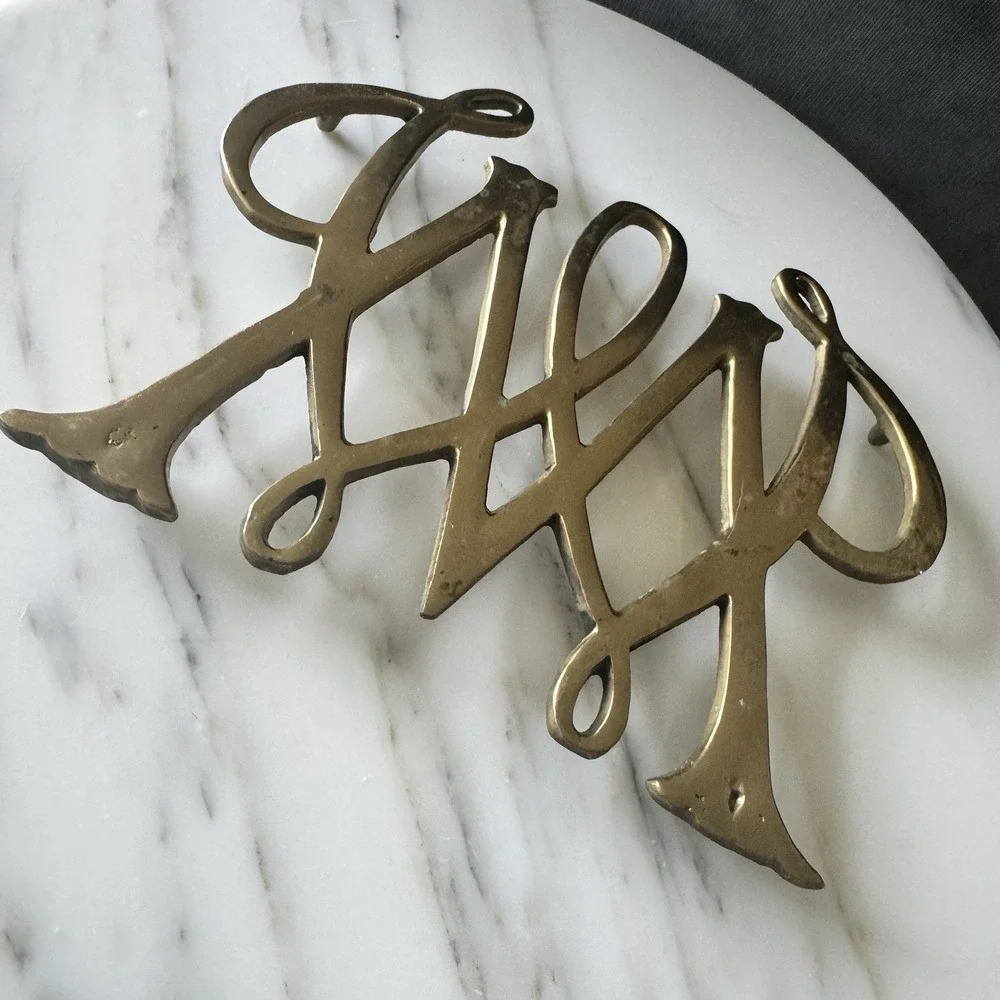 Brass William and Mary Cypher Trivet Classic Traditional  Williamsburg  1950